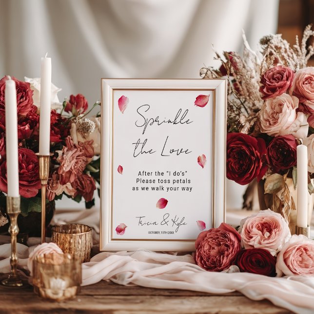 Poster Chic Sprinkle o Petal do amor manda o casamento (Chic Sprinkle the Love Petal Toss Send Off Wedding Poster)