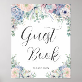 Poster Chic Succulents Blush Floral Weding Guest Book