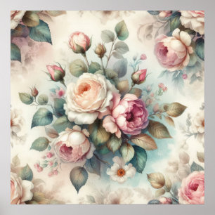 Poster Chic Vintage Rosa