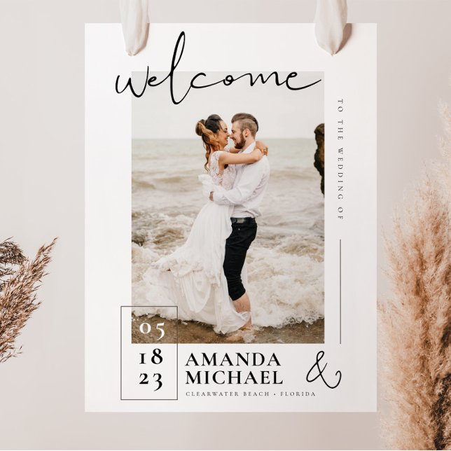 Poster Chic Wedding Sign With Photo (Criador carregado)