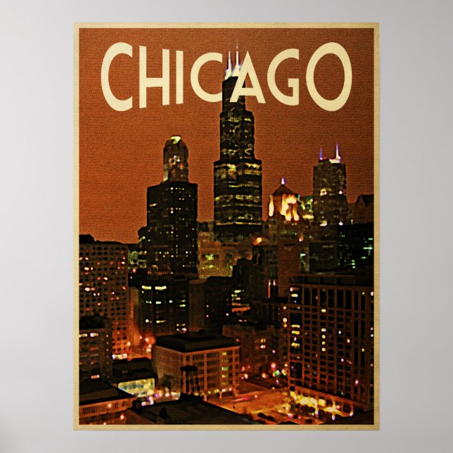 Poster Chicago À Noite (Frente)