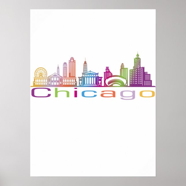 Poster Chicago City Skyline Typografia Hoodie (Frente)