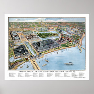 Pôster Chicago Columbian Expo, IL Panoramic Map - 1893