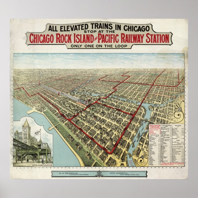Pôster Chicago Elevated Trains (Poole) 1897 - AGED BMB (Frente)