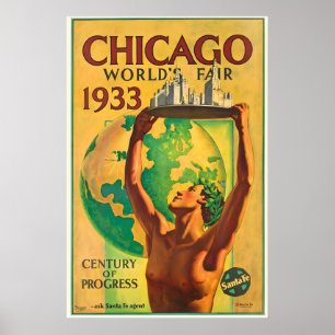 Poster Chicago EUA América Feira Mundial Viagens Antigas