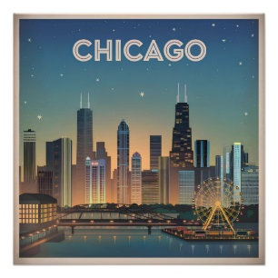 Pôster Chicago EUA vintage