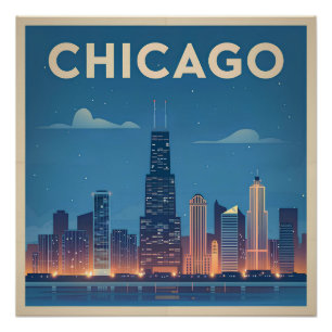 Pôster Chicago EUA vintage