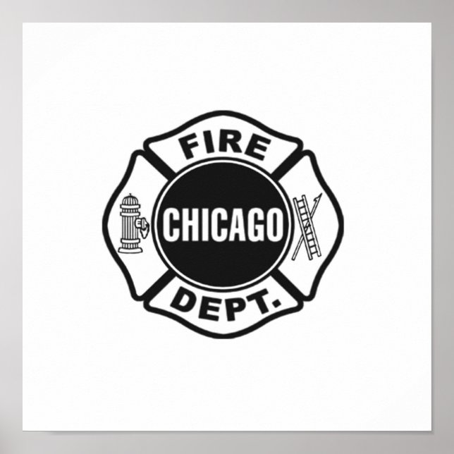 Poster Chicago Fire Dept Black Logo  (Frente)