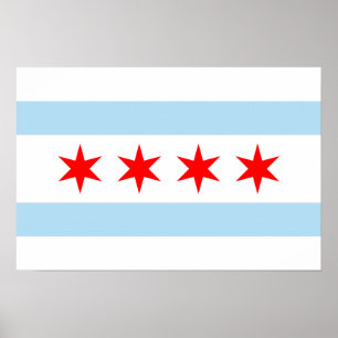 Pôster Chicago Flag Print