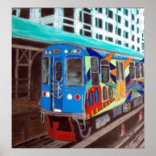 Poster Chicago Grafitti El Train