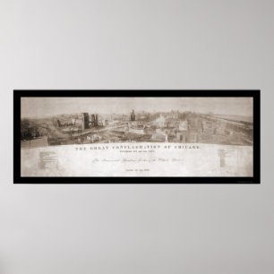 Pôster Chicago, IL ateia fogo à foto 1871