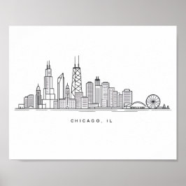 Poster Chicago IL Cityscape Illustration