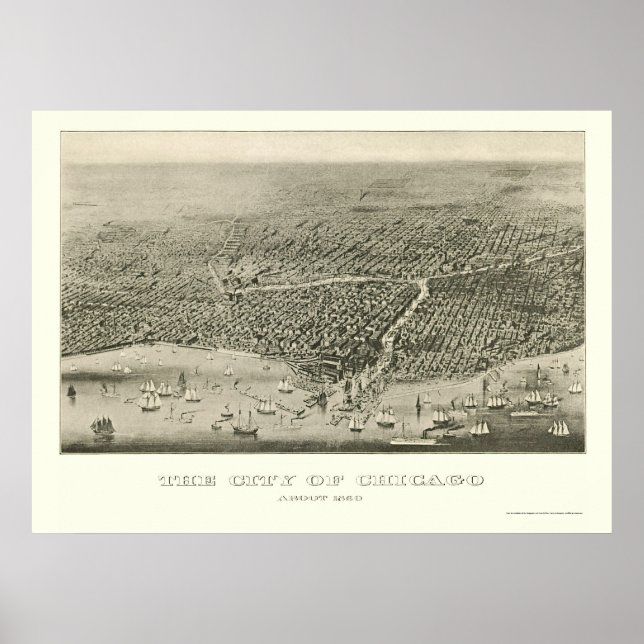 Poster Chicago, IL Panoramic Map - 1860 (Frente)