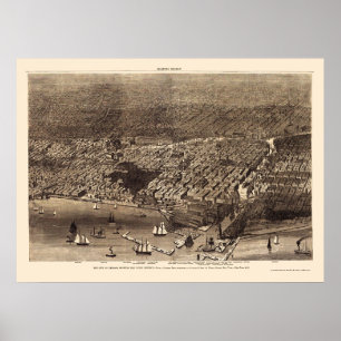 Pôster Chicago, IL Panoramic Map - 1874