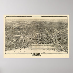 Poster Chicago, IL Panoramic Map - 1916