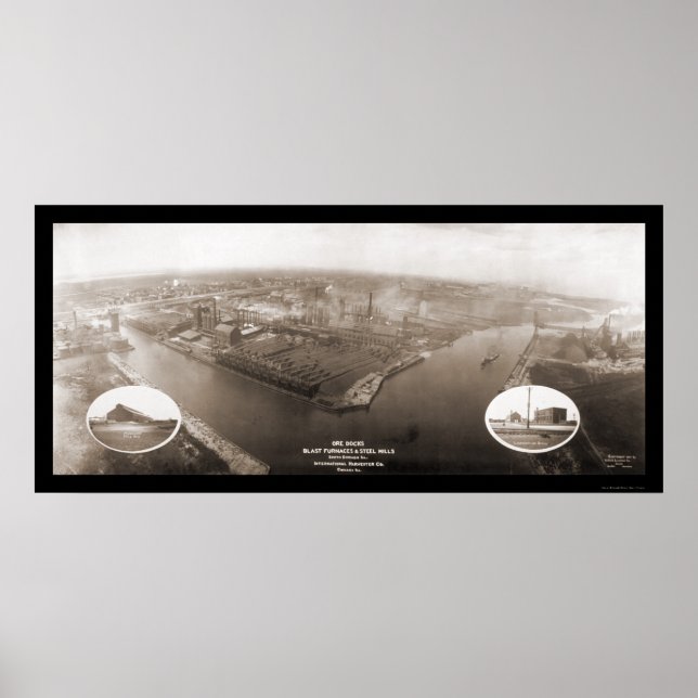 Pôster Chicago, IL Steel Mill Foto 1907 (Frente)