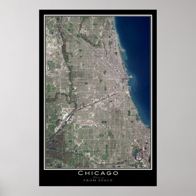 Poster Chicago Illinois a partir do mapa do satélite espa (Frente)