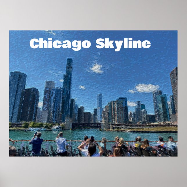 Poster Chicago, Illinois Abstrato Skyline (Frente)