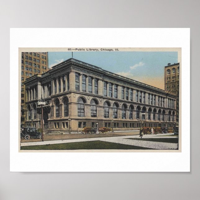 Poster Chicago Illinois, Biblioteca Pública, anos 30 (Frente)