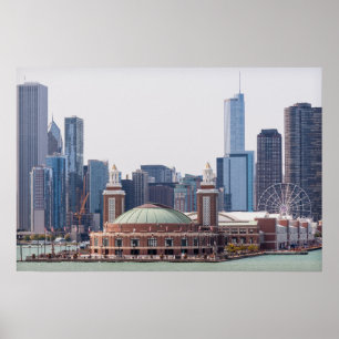 Poster Chicago Illinois City Skyline