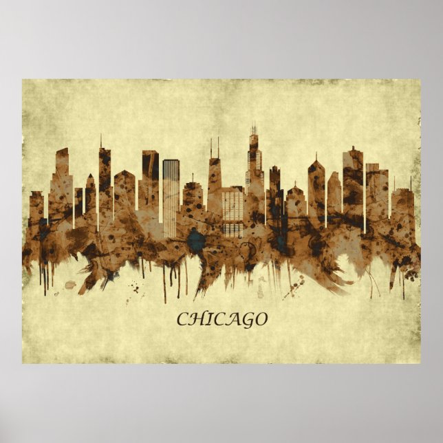 Poster Chicago Illinois Cityscape (Frente)