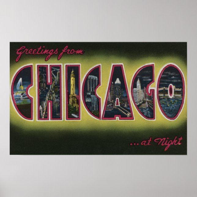 Poster Chicago, Illinois (Hora do anoitecer) (Frente)