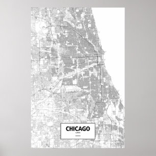 Poster Chicago, Illinois (preto no branco)