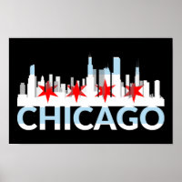 Chicago Illinois Silhouette 4 Stars Viagens vintag