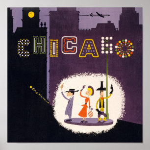Poster Chicago Illinois Vintage Retro Viagem