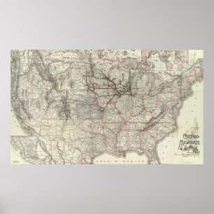 Pôster Chicago Milwaukee e Rua Paul Ry e conexões