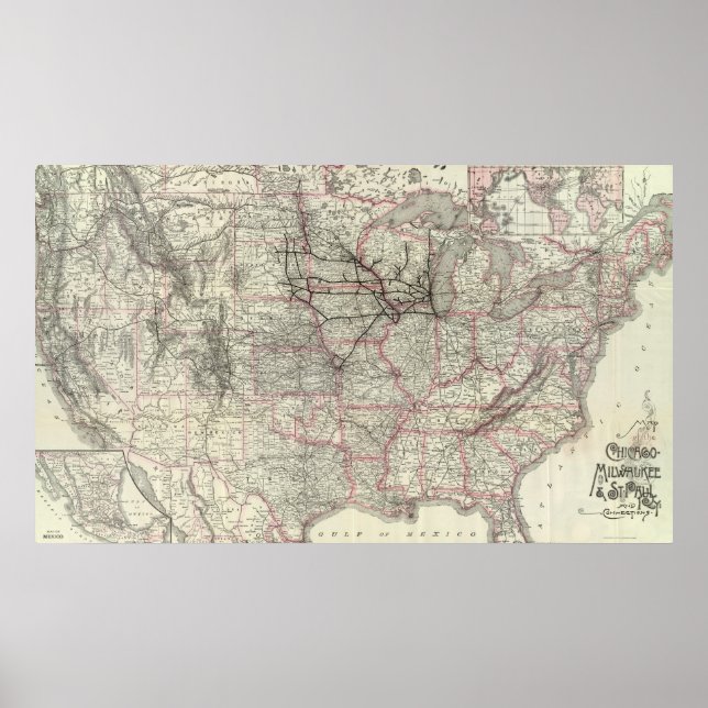 Pôster Chicago Milwaukee e Rua Paul Ry e conexões (Frente)