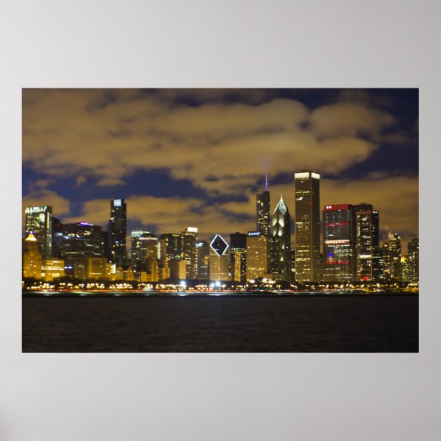 Poster Chicago Night Skyline (Frente)