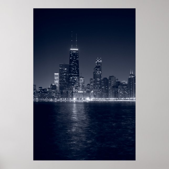 Poster Chicago No Lago, Preto E Branco (Frente)