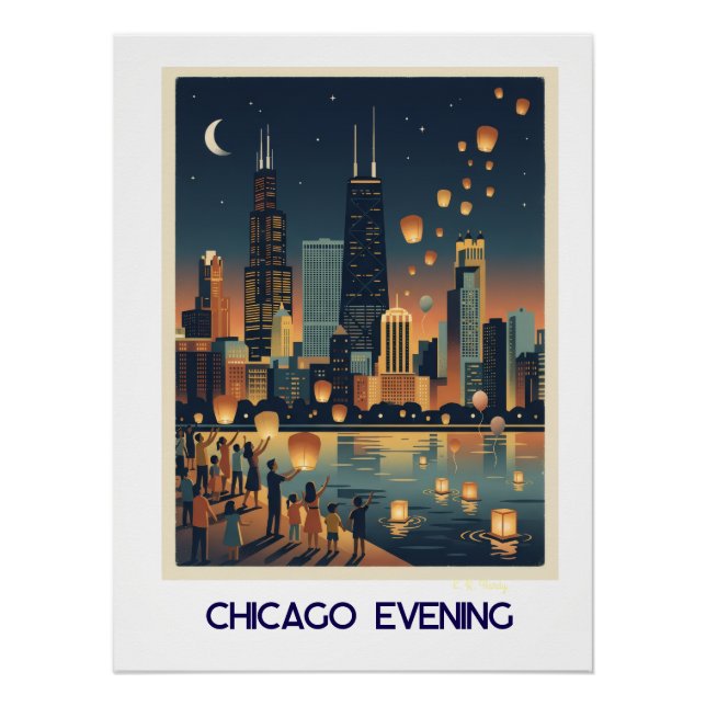 Pôster Chicago Noturno (Frente)