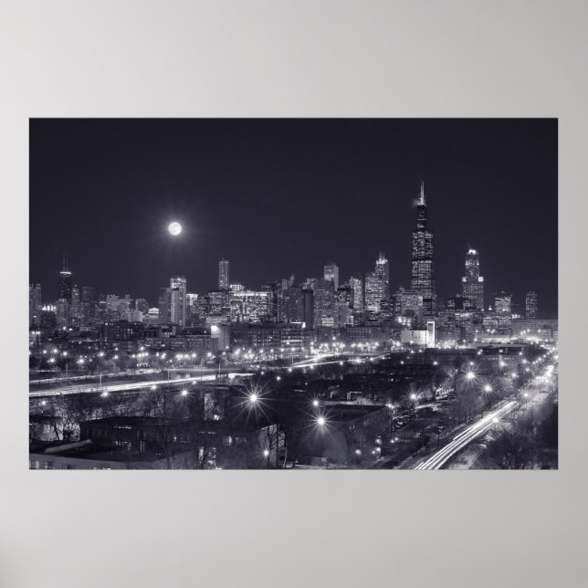Poster Chicago Por Noite (Frente)