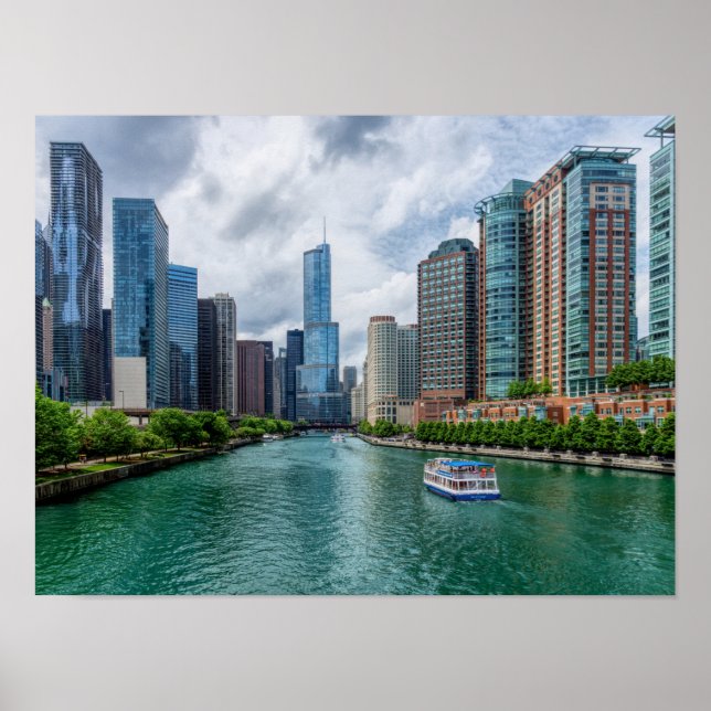 Poster Chicago River e Trump Tower (Frente)