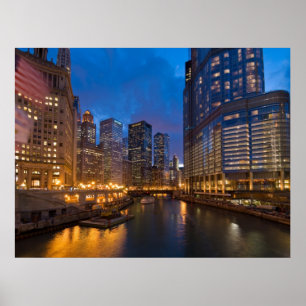 Poster Chicago River na noite