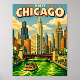 Poster Chicago River Saint Patricks day postcard