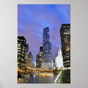 Pôster Chicago River Skyline