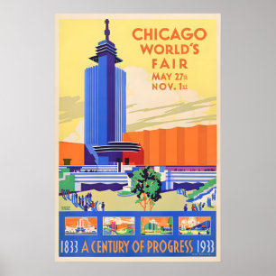 Poster Chicago Século de Progresso - Feira Mundial Antiga