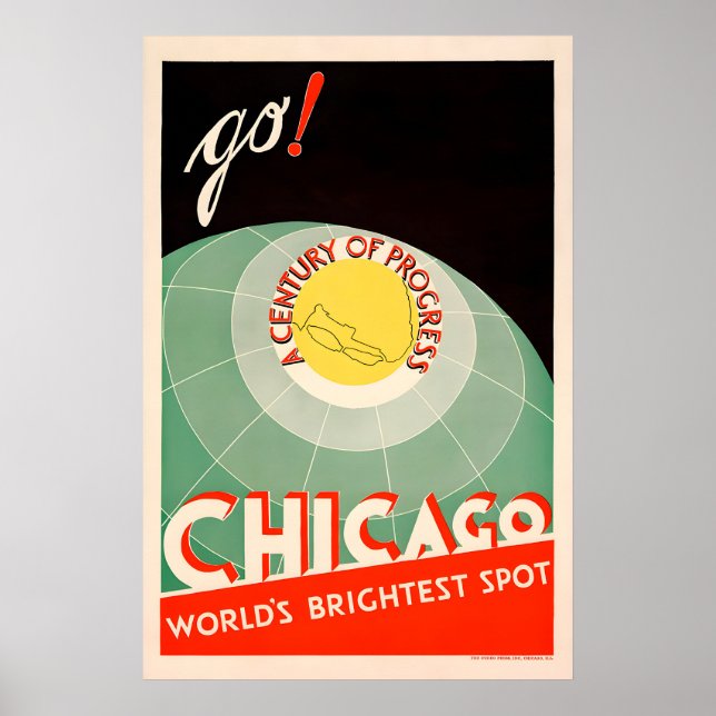 Poster Chicago Século de Progresso - Feira Mundial Antiga (Frente)
