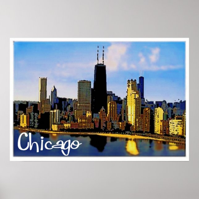 Poster Chicago Skyline (Frente)