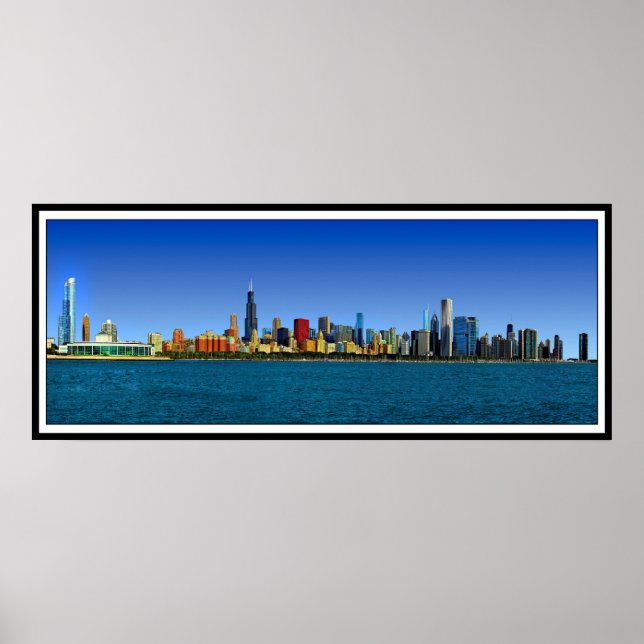 PÔSTER CHICAGO SKYLINE PANORAMA (Frente)