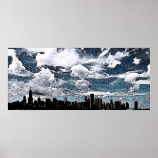 Pôster Chicago Skyline, Tinta