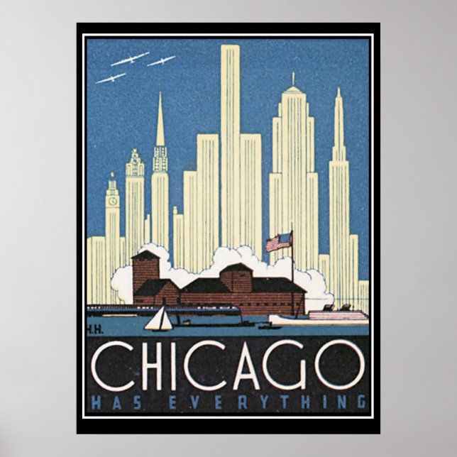 Pôster Chicago tem tudo Vintage Print (Frente)