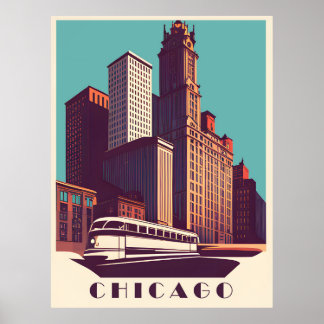 Poster Chicago, Transportes Públicos, Viagem