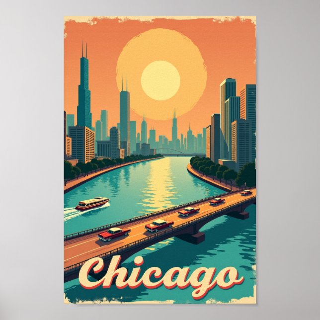 Poster Chicago – Vintage Waterfront (Frente)