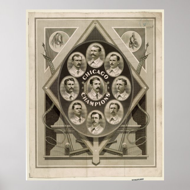 Poster Chicago White Stockings Baseball Champions 1876-77 (Frente)