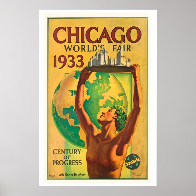 Poster Chicago World's Fair 1933 Century of Progress (Frente)