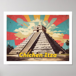 Poster Chichen Itza Mexico Pop Art Viagem